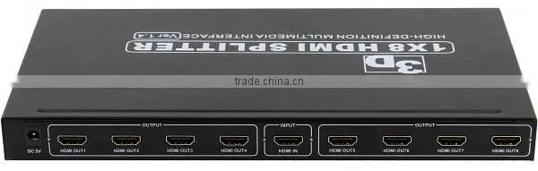 8-Port HDMI 1.4 Splitter Amplifier 1 in 8 Out HDMI Splitter 1x8 4kx2k 1080P HDCP HD Audio 3D HDMI Splitter Amplify