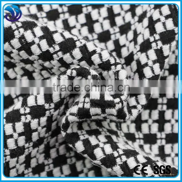 Professional Design Check White and Black Polyester Spandex Jacquard Fabric photo-3