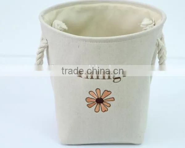 YIWU RODA Cotton Embroidery Bin Canvas Toys Receive Basket Sundry Receive Storage Basket Bathroom Laundry Basket photo-3