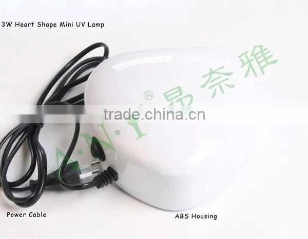 Professional Home Using White Heart Shape 3W Nail Curing Light UV Nail Polish Dryer photo-2