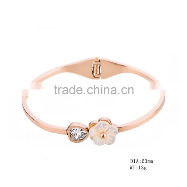 Newest Beautiful Bangle Design Zircon Stainless Steel Bangle photo-2