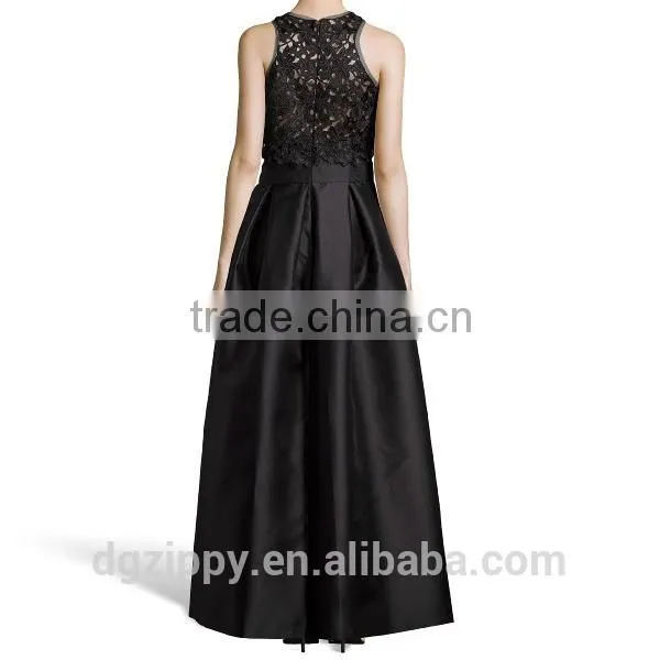Black Floral Brocade And Sateen Evening Gown Latest Gown Designs photo-3
