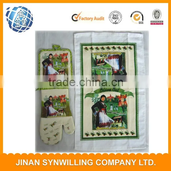 Factory Stock Kitchen Textile Set Mitt Potholder Stock 3pcs Kitchen Towel Set photo-2