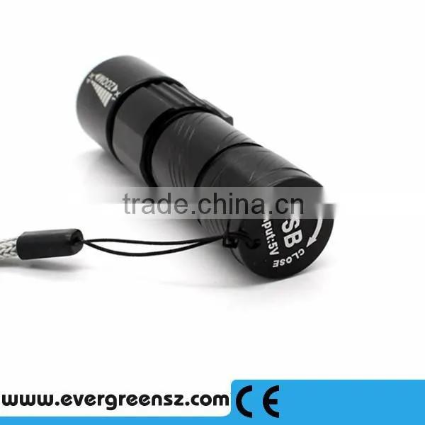 USB Rechargeable Zoomable Flashlight Focus Torch Handbar Lamp Adjustable photo-5