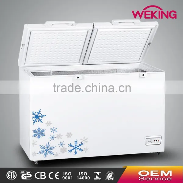Chinese OEM Wholesale Color Painted Handle Lock Sliding Glass Door Chest Freezer CF-491(413L) With CE CB Certificate photo-2