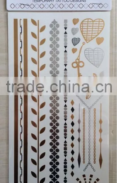 NEW Gold Silver Flash Tattoo With Stock Glitter Metallic Temporary Tattoo, 2014 New and High Quality Tattoo