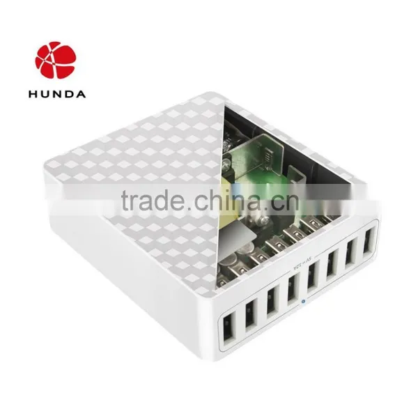 HUNDA 8in1 Intelligent Auto Detect HUNDA White Elegant Lines 60W 5V 8 Port USB Charger photo-5