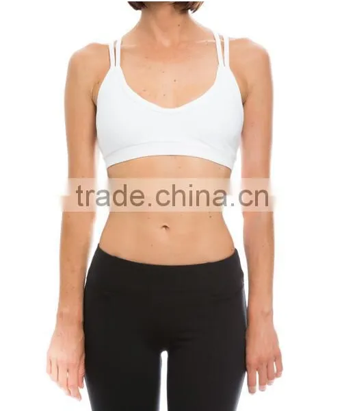 Sexy Multi Layers Sports Wear Top Nylon Spandex Strap Fitness Bra photo-2