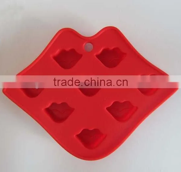 Lovely 8 Cavities Lip Shaped Ice Cube Tray Silicone Molds photo-2