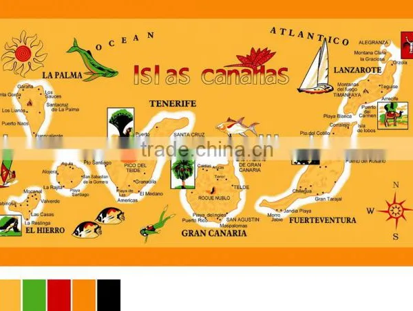 100% Cotton 21 s *21s Reactive Printed Map Design Beach Towel for Wholesale photo-3