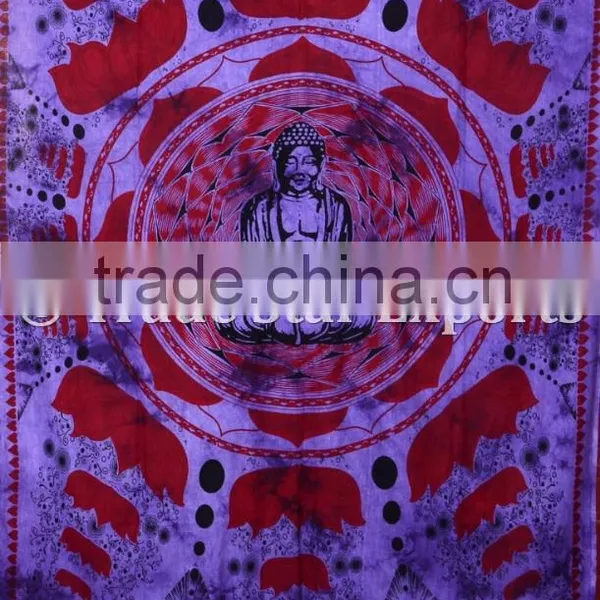 Hippie Boho Cotton Twin Buddha Meditation Lotus Wall Art Bohemian Wall Hanging Tapestry photo-4