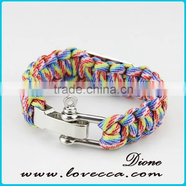 Three Colors Braided Paracord Outdoor Survival Bracelet With Ajustable Buckle photo-4
