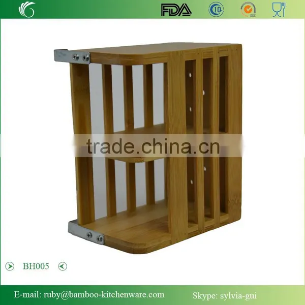 BH005/Hanger Bamboo Flatware Dish Rack Holder Accessory With Metal Utensil Clips photo-5