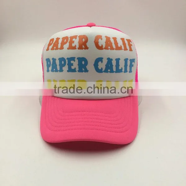 Colorful Rubber Print Letter 5 Panel Mesh Trucker Cap photo-2
