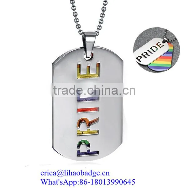 Wholesale Gay Pride Metal Dog Tag, Rainbow Metal Necklace for Gift