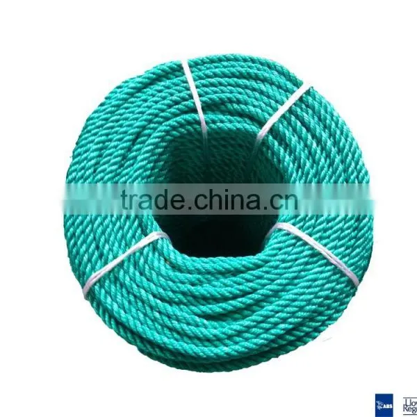 diameter 5/8" 3 strand braid green color PP rope