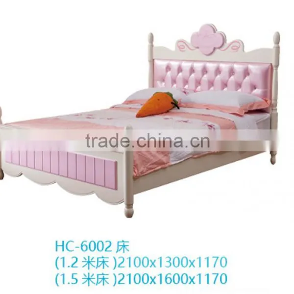 Mediterranean Style Pink Princess Wooden Bedroom Set photo-2
