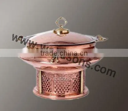 Rounded Base Chafing Dish for Sale | Brass Plated Chafing Dish | Handmade Party Supplies Chafing Dish photo-5