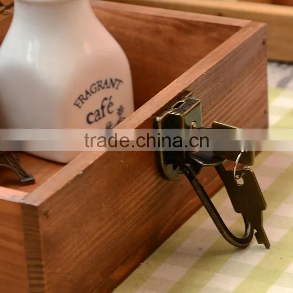 N535 Hot Sell Wooden Storage Box Effel Printing Retro Sundries Holder Box photo-4