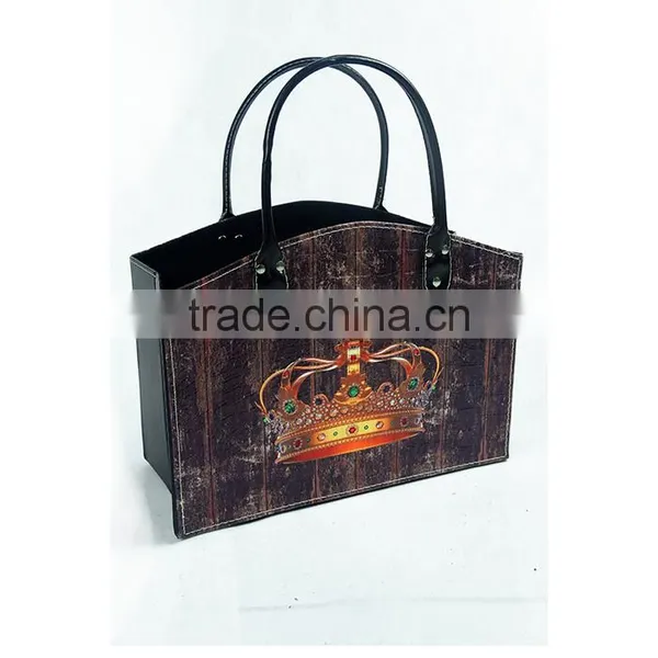 Faux Leather Crown Print Organizer Storage Basket / Magazine & Newspaper Holder Bin photo-3