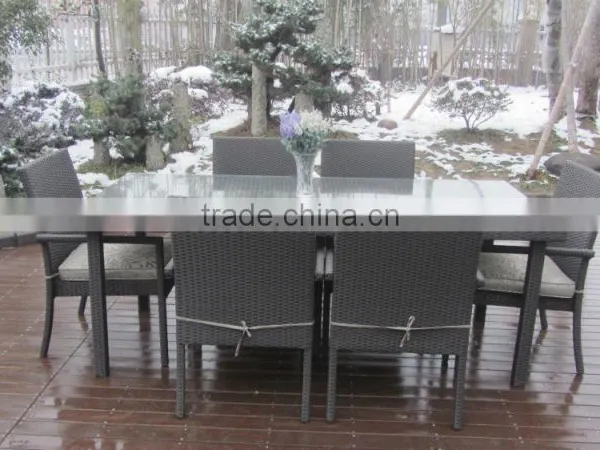 All Season Outdoor Furniture Rectangle Rattan Table and Chairs Dining Set photo-4