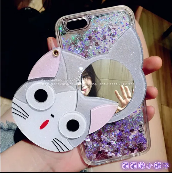 Cute Cartoon Mirror Cell Phone Back Cover Shell Soft Silicone Mobile Phone Cases for IPhone7/7Plus/6/6s/6plus/6splus