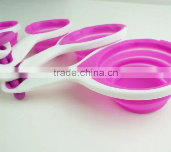 16128 SILICONE MEASURING CUPS SET CUP SPOON KITCHEN TOOL COLLAPSIBLE BAKING COOK photo-3