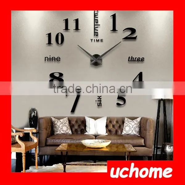 UCHOME Modern Large Wall Clock 3D Mirror Surface Sticker Home Office Decor DIY Wall Roman Number Clock photo-2
