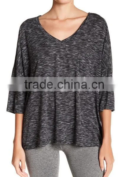 Sport T-shirts Cricket Girls Short Sleeve Tops Tees Women 3/4 Sleeve V-Neck Pocket Tee Shirts photo-2