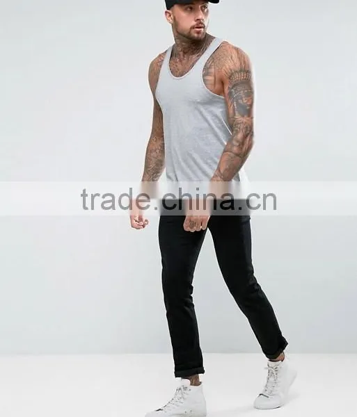 Cheapest New Design Custom Manufacture Grey Color Gym Wear Comfortable 100% Cotton Fashion Running Men's Tank Tops photo-4