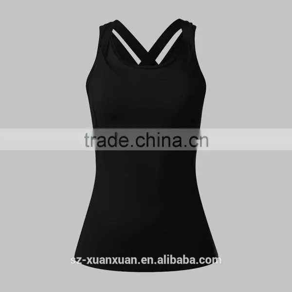 100% Cotton Plain Black Running Vest for Women photo-4