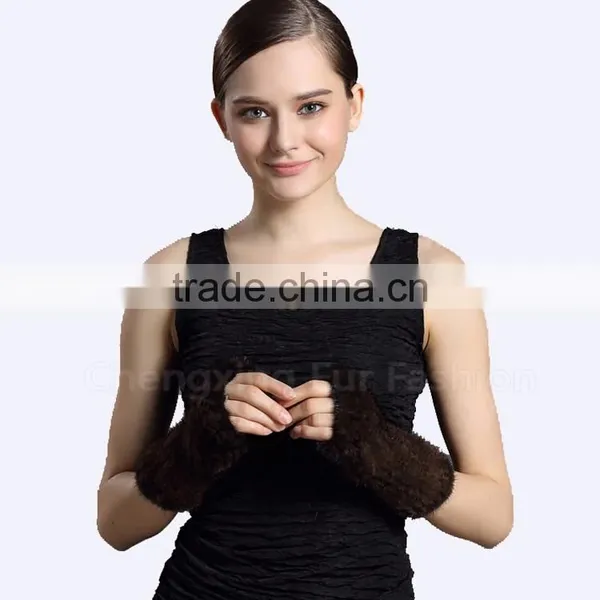 CX-A-08H Wholesale Women Wearing Mink Fur Leather Gloves photo-2
