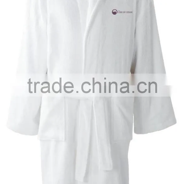 Custom Soft White Unisex Cotton Terry Bathrobe photo-2