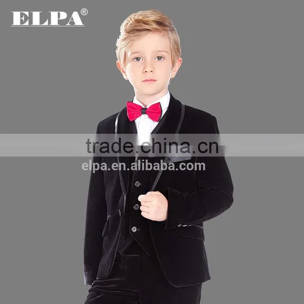 ELPA NXB0027 Three Pieces Boy Suits Black Wholesale Velvet Fabric Kids Tuxedo Suits photo-2