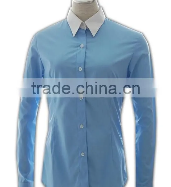 ISO 9001 Audit Factory Stiff Collar T/C Women Office Shirt photo-2