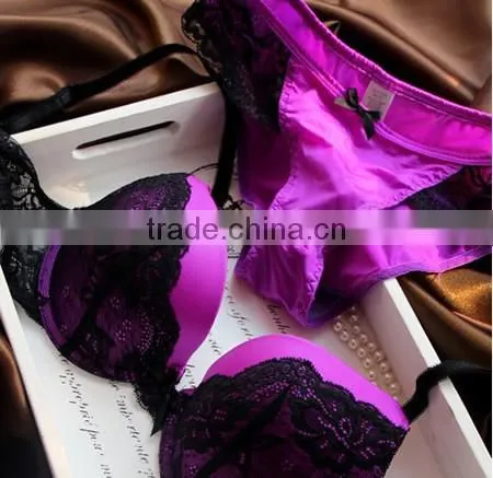 3/4 Cup Nylon & Lace Bra and Panties Set,two Hook-and-eye,back Closure photo-5