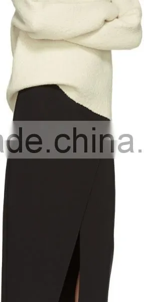 Custom Made Long Sleeve Wool Blend Boucle Pullover Sweater in Off White for Women photo-4