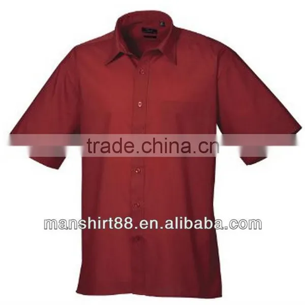 Mens Short Sleeve Formal Poplin Plain Work Shirt photo-5