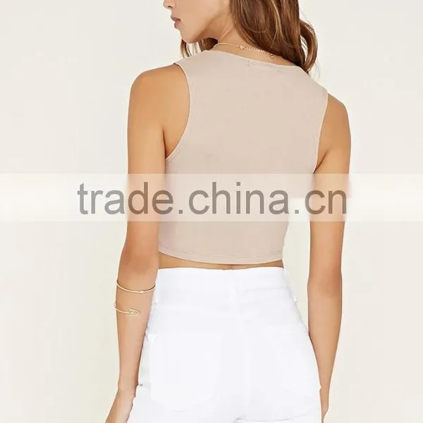 2016 High Quality Plain Dyed Cotton Fashionable Summer Sleeveless Designer Western Tops Images photo-3