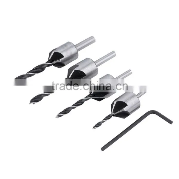 4 Pcs HSS Flute Countersink Drill Bit Set Screw Woodworking Chamfer Tool 3-6mm Hot Search photo-2