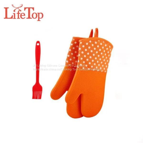 FDA &LFGB Approved Kichen Utensil Silicone Anti-heat Gloves for Baking photo-4