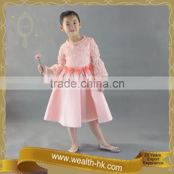 Rosebud Flower Long Sleeves Girls Princess Dress photo-2