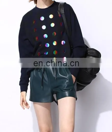 Online Shopping New Design Ladies Shirt Gradient Color Dot Printed Long Sleeve Crewneck Fleece Sweatshirt for Women photo-3