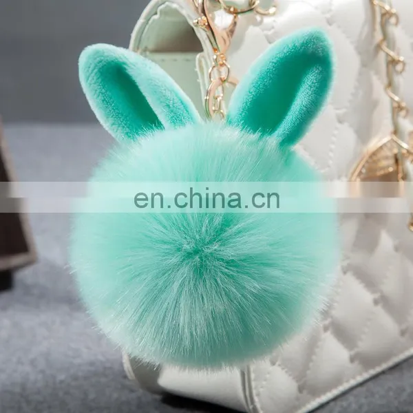Cute Rabbit Ear Hair Ball Ornaments Fashion Fur Bag Pendant Plush Keychain photo-3
