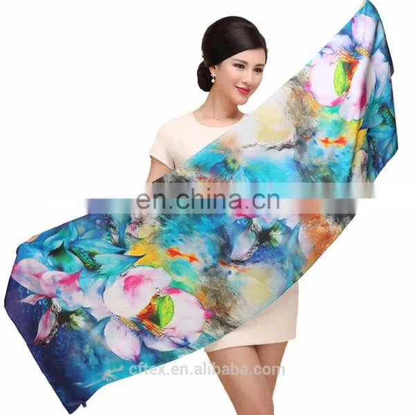 2017 Spring 3D Digital Silk Scarf Wowen Print
