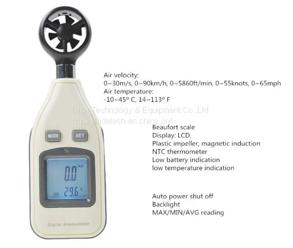 LF18 Digital Anemometer Portable Handheld Vane Air Speed Meter