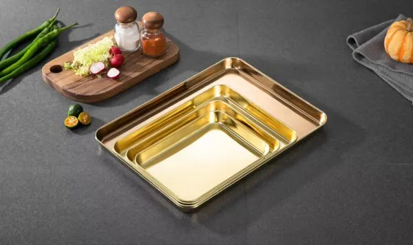 Baking Tray Shallow Metal Container Used for Baking Foods Colorful Pans Stainless Steel Pots, Pans, Kettles