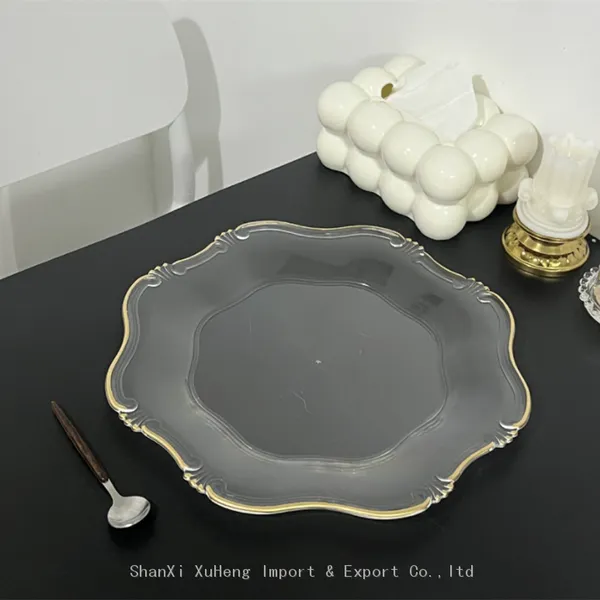 Wholesale Gold Rim Clear Charger Plates Wedding Party Plastic Table Dishes And Plates photo-4