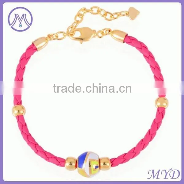 Customized Fake Cloisonne Enamel Bead Teen Leather Bracelet photo-6