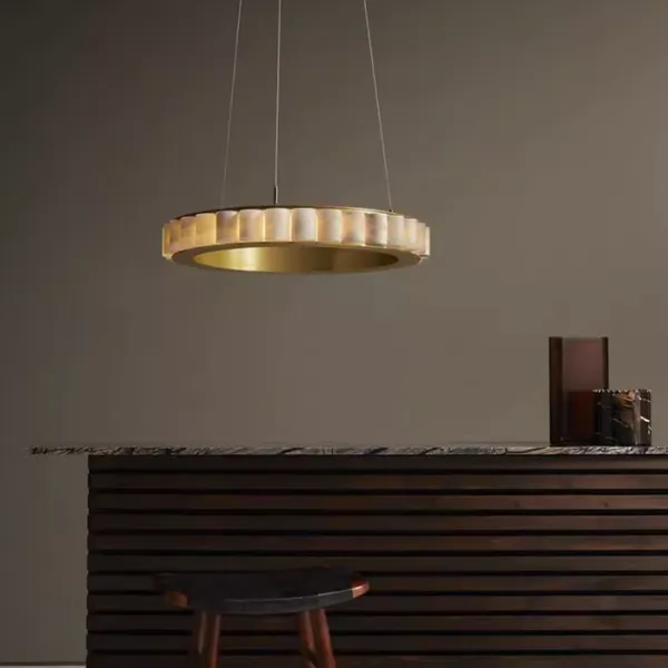 Luxury Alabaster Chandelier​ Artdecolite Natural Stone Pendant Ceiling Lighting​ photo-4